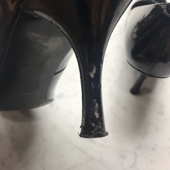 Kelly & Katie Black Round Toe Patent Leather Heels - Picture 7 of 8